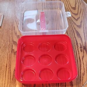 Red 9 Cupcake Carrier w/lid & Handle